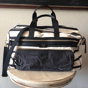 EUC Fossil Striped Canvas Weekender Duffle Bag